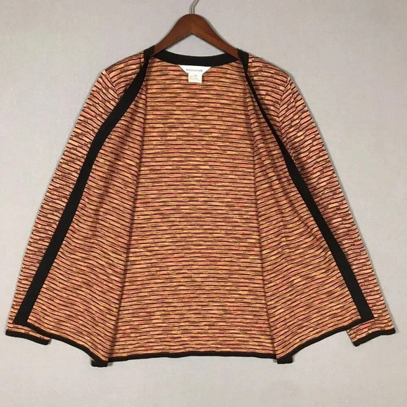Exclusively Misook Long Sleeve Cardigan Size XS Brown Orange One Button Sweater - Picture 4 of 15